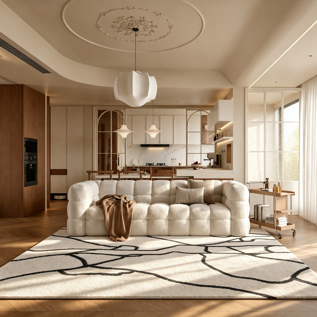 Viora Ivory Black Line Rug