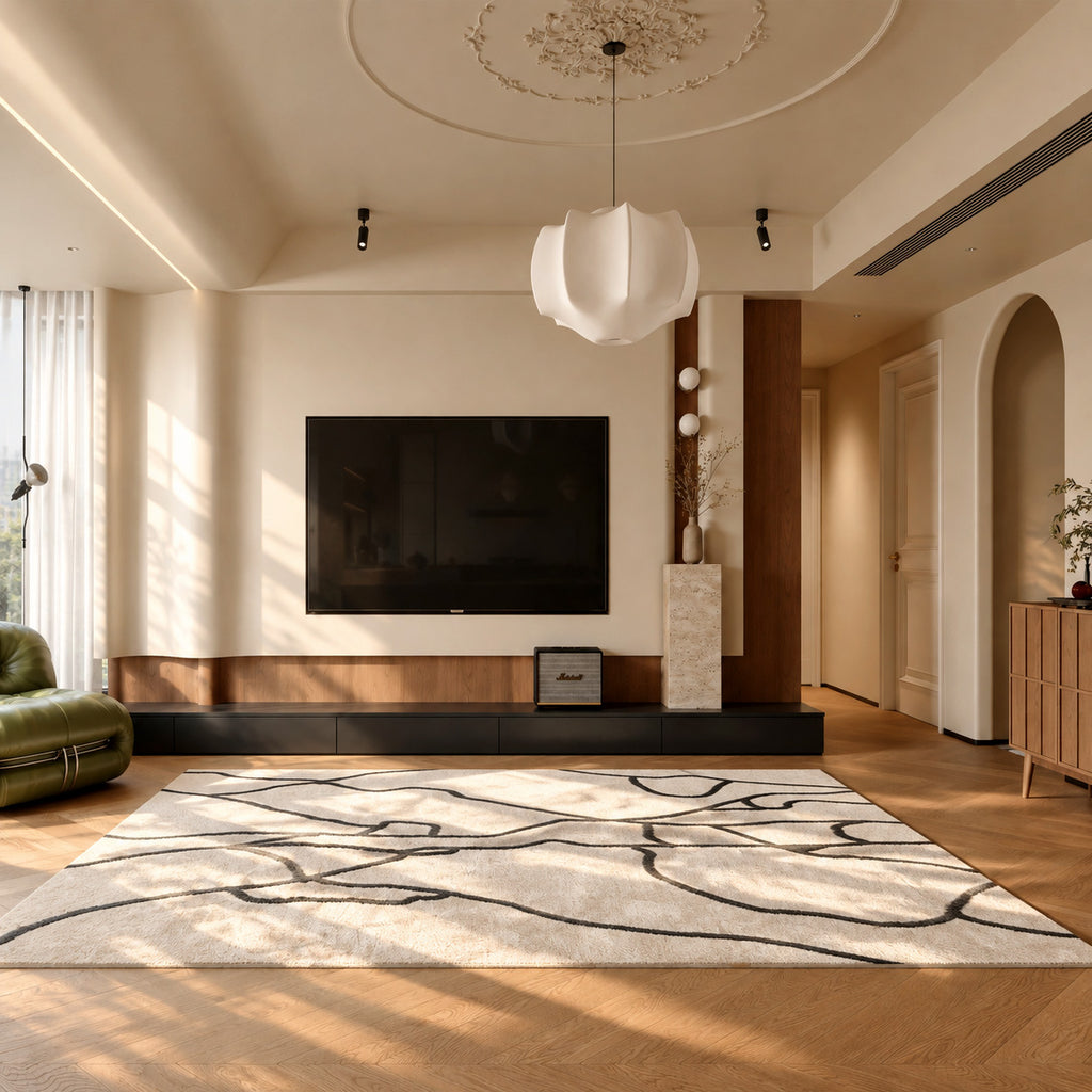Viora Ivory Black Line Rug