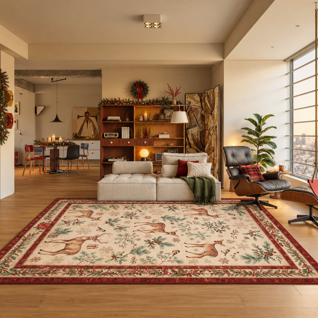 Voss Ivory Red Green Rug