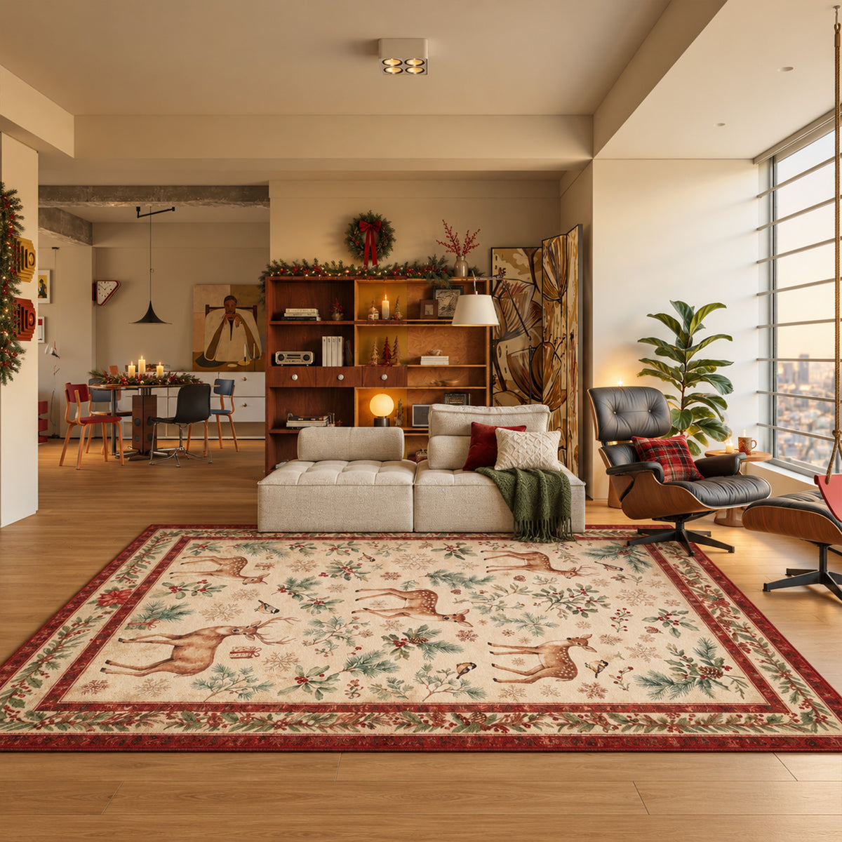 Voss Ivory Red Green Rug
