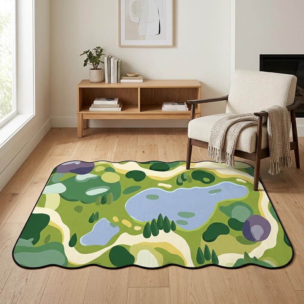Wafa Multi Sage Green Lake Forest Rug