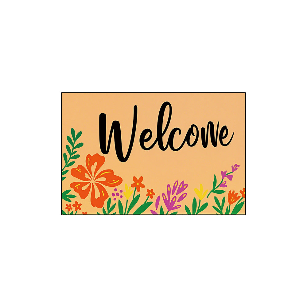 Warm Orange Colorful Floral Coil Entrance Mat