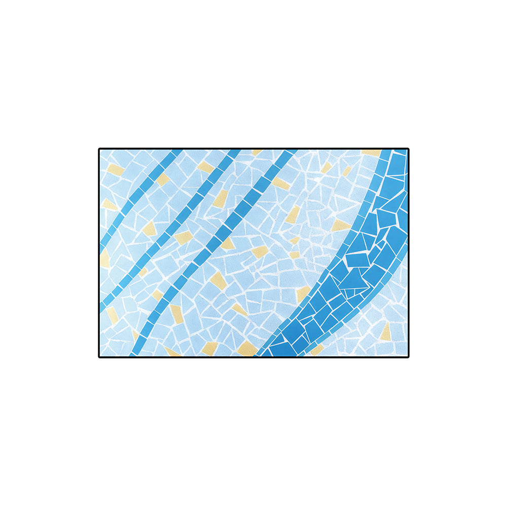 Wave Blue Gold Broken Mosaic Coil Bath Mat
