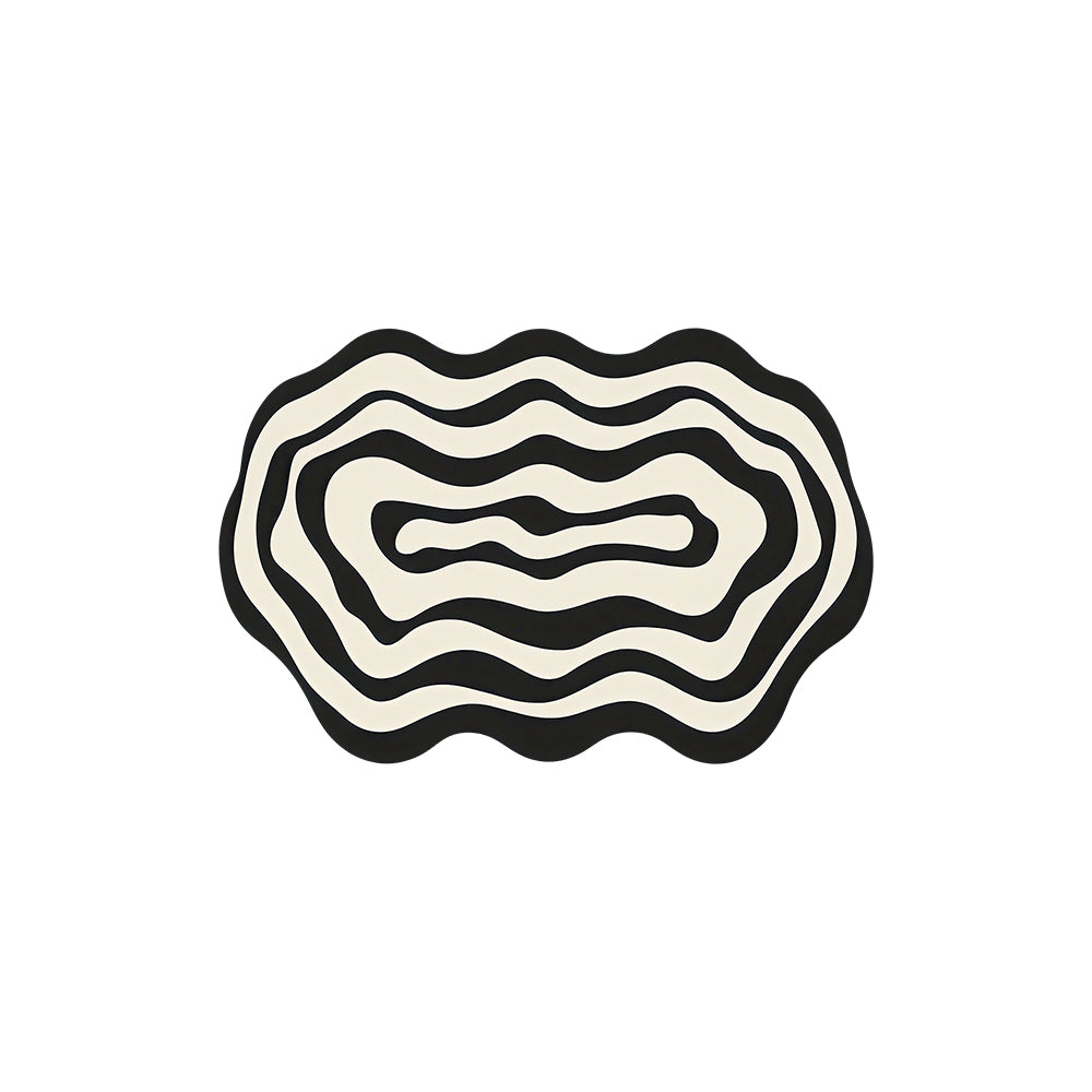 Wavy Contour Black Cream Diatomite Bath Mat
