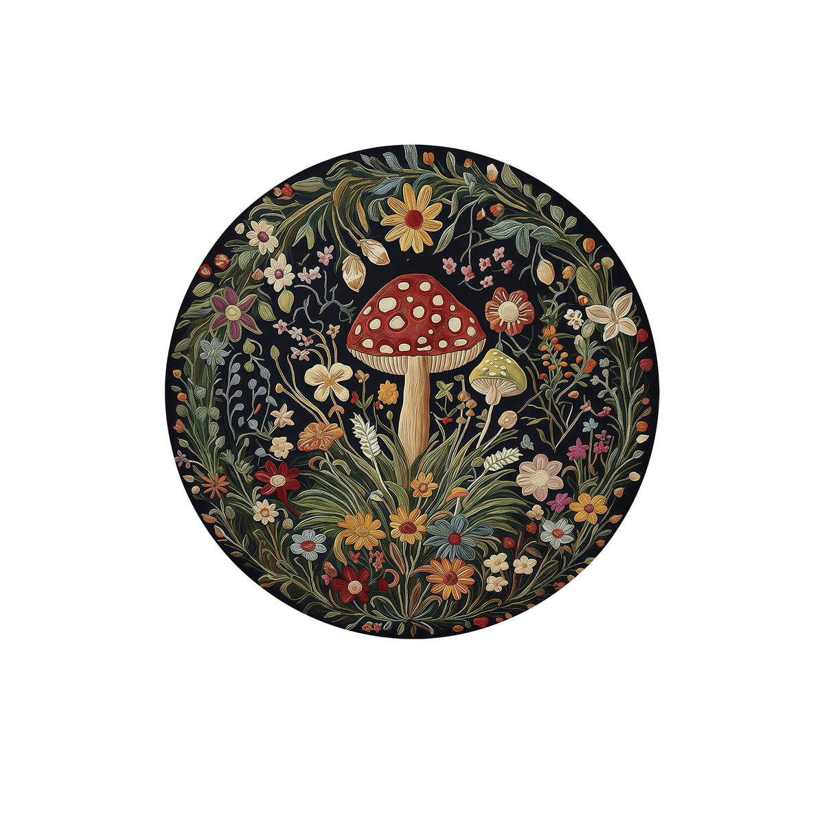 Whimsy Mushroom Round Rug