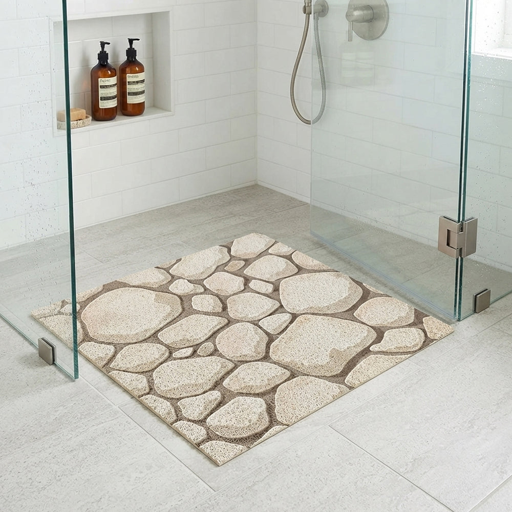 White River Pebble Grey Coil Bath Mat
