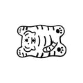 White Cute Cartoon Supine Tiger Diatomite Bath Mat