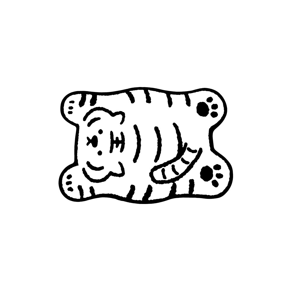 White Cute Cartoon Supine Tiger Diatomite Bath Mat