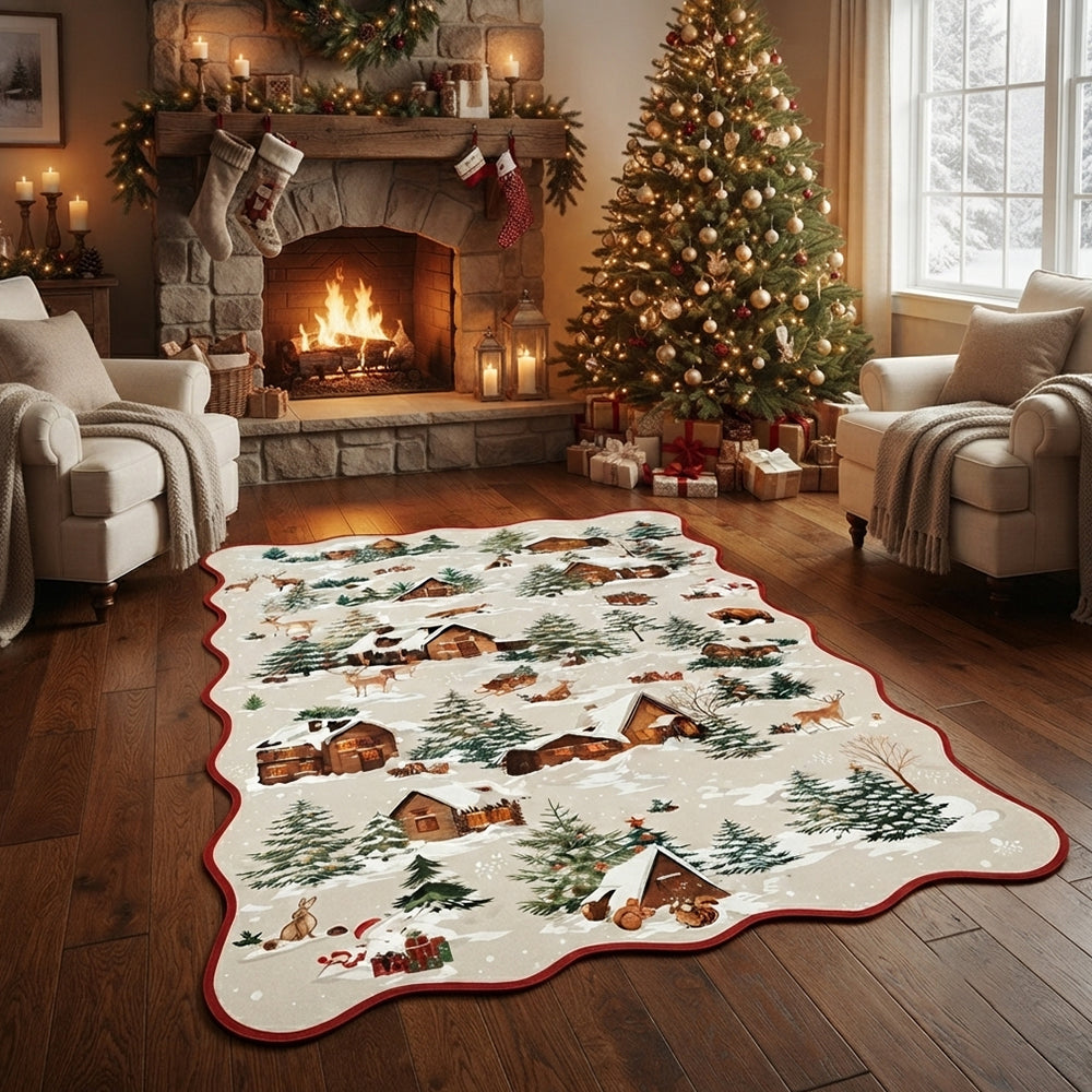 Winter Village Forest Christmas Rug