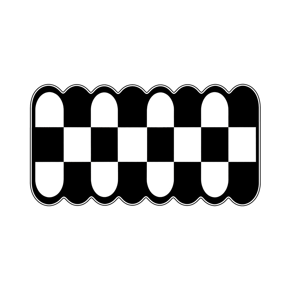 Yara Jet Black Pure White Scalloped Checker Rug