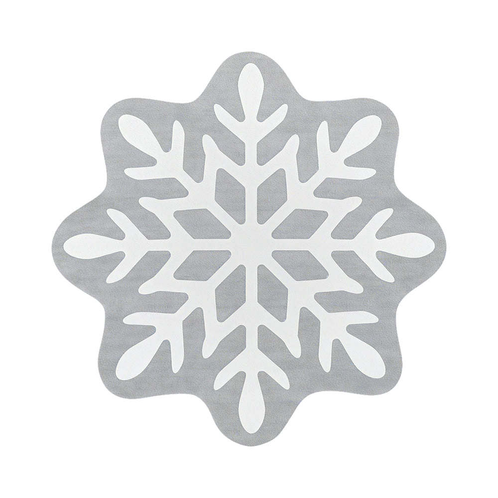 Yuki Gray White Six-Pointed Snowflake Rug