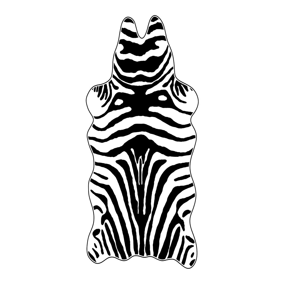 Zahira Jet Black Pure White Zebra Rug