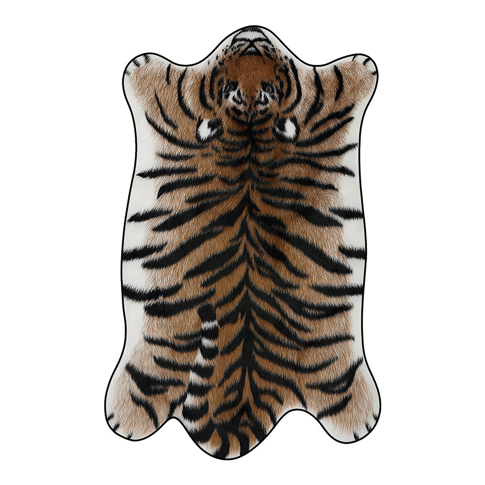 Tawny Brown Ivory White Tiger Hide Skin Rug