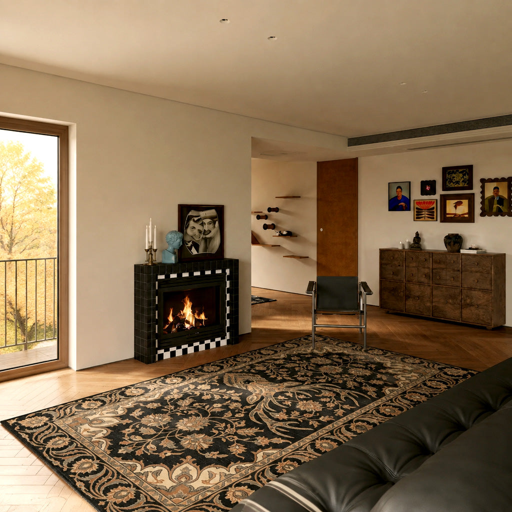 Zorvyn Jet Black Warm Taupe Multi Rug