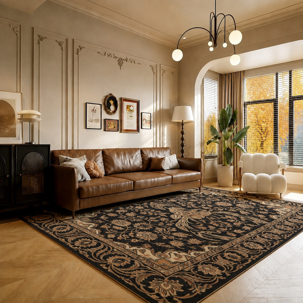 Zorvyn Jet Black Warm Taupe Multi Rug