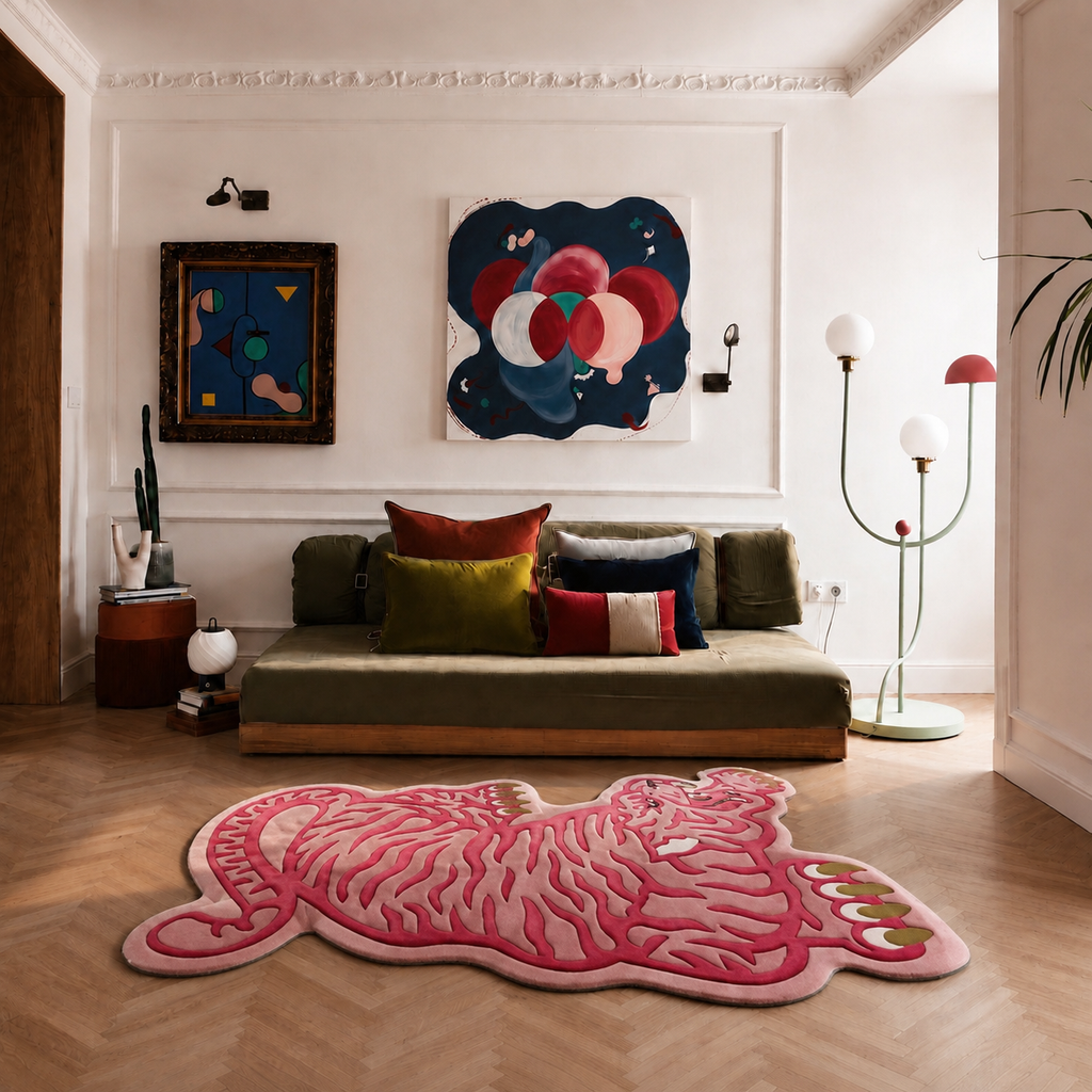 Karima Hot Pink Light Blush Rug